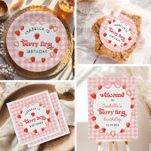 Strawberry Two Sweet Berry 2nd Birthday Photo 招待状