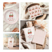 ベリーの最初のイチゴの誕生日ピンクボウ ペーパープレート