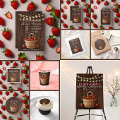 イチゴ甘い木のバスケット赤ちゃんシャワー 招待状