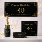 Art Deco Birthday Black Gold Roaring 20's 招待状