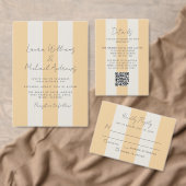 Simple Yellow and Off-White Cabana Stripes Wedding スタンダードカクテルナプキン (この独立クリエイターのコレクションをカスタマイズ。)