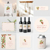 サマーヴィンテージレッドさくらんぼボホブライダルシャワー 招待状