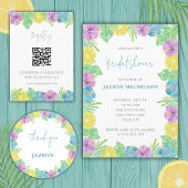 水彩夏の花 ブライダルシャワー ラウンドシール