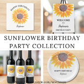 Sunflower Birthday Party スクエアペーパーコースター