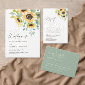 水彩ひまわり ブライダルシャワー サンキューカード (この独立クリエイターのコレクションをカスタマイズ。)