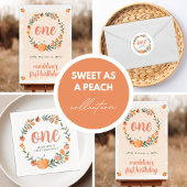 Sweet as a Peach First Birthday Sticker ラウンドシール