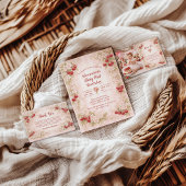 Photo Sweet Cherry Floral First Birthday 1st Birth サンキューカード