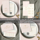 Light Pink Gingham Baked With Love Bakery Box  ラベル