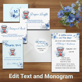 Sweet Heart Teddy Bear Blue Baby Shower  招待状ベリーバンド