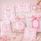 Pink Gingham Floral Bow Baby Shower Favor Boxes フェイバーボックス