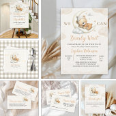 We Can Bearly Wait Boho Teddy Bear Baby Shower  招待状