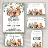 ウッドランドベビーシャワー招待状 |森林動物 ラウンドシール