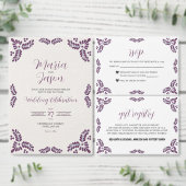 Talavera Purple Floral Minimalist Spanish Wedding 招待状 (この独立クリエイターのコレクションをカスタマイズ。)