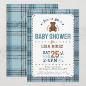 Tartan Teddy Bear, Baby Boy Shower Customizable フェイバーバッグ