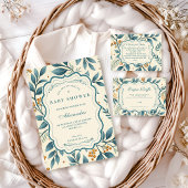 Teal Cottage Floral Baby Shower スタンダードカクテルナプキン