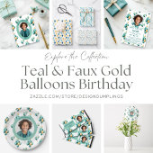 Teal Balloons Pattern Photo カード