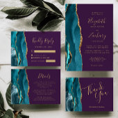 Budget Teal Gold Agate Purple Wedding Program