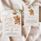 Teddy Bear, Green Balloons, First Birthday スクエアペーパーコースター