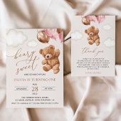 テディベア、ピンクバルーン、第1誕生日 コースター