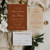 Fancy Burnt Orange Boho Chic Terracotta Wedding 招待状