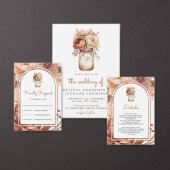 Boho Terracotta Floral Mason Jar Wedding Details エンクロージャーカード (この独立クリエイターのコレクションをカスタマイズ。)