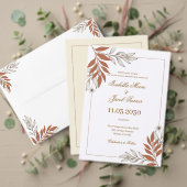 ボヘミアンなアースカラーの粘土と葉の結婚式RSVPカード 出欠カード (この独立クリエイターのコレクションをカスタマイズ。テスト)