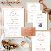 テラコッタエレガントウォーターカラーモノグラム結婚ズオール オールインワン招待状