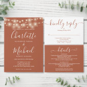 ストリングライツテラコッタ結婚の詳細情報 招待状 (この独立クリエイターのコレクションをカスタマイズ。)