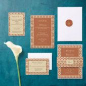 テラコッタヴィンテージボホ結婚ズ 招待状 (この独立クリエイターのコレクションをカスタマイズ。)