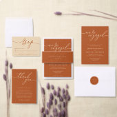 Terracotta Signature Script Name Date Wedding 招待状ベリーバンド (この独立クリエイターのコレクションをカスタマイズ。)