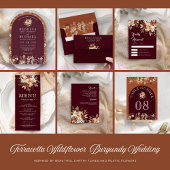 テラコッタフローラワイルドフラワーブルガンディーア結婚ーチ 招待状