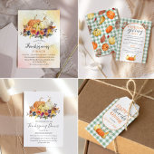 感謝祭ディナー、秋の秋花カボチャ 招待状