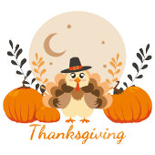 感謝祭かわいい七面鳥かぼちゃの月 シーズンカード