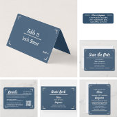 シンプル青い手書きスクリプ結婚ト 出欠カード