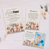 キュートワイルドワンフォレストウッドランドアニマルズ誕生日 ポスター