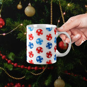 雪片のあるクリスマスブルーと赤いオーナメント ラッピングペーパー