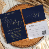 Elegant Navy Blue Wedding RSVP