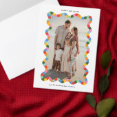 Colorful Modern Wavy Frame Photo Christmas シーズンカード (この独立クリエイターのコレクションをカスタマイズ。)