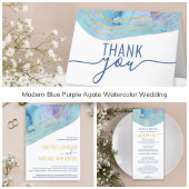 青モダン紫色の瑪瑙の水カラーサンキューカード サンキューカード