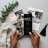 ブラック・ザモダンン&ナウ2人の写真卒業パーティー スタンダードカクテルナプキン