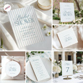 Timeless Script Coastal Blue Stripes Bridal Shower サンキューカード