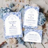Timeless Blue White Porcelain Wedding セーブザデート