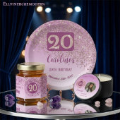 Modern Falling Rose Gold Glitter 20th Birthday ギフトタグ