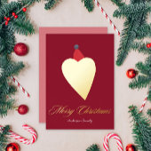 フェスティバルミニマル金ゴールドハートスタークリスマスフォト シーズンカード