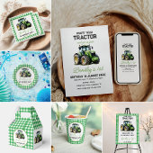 トラクター1歳誕生日パーティー楽しい農場 サンキューカード