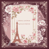 Traveling from Miss to Mrs Bridal Shower Paris  招待状