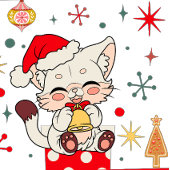 可愛い赤おもしろい緑モノグラムクリスマスサンタキャット ストーンコースター