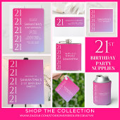 Trendy Modern Bold Pink Gradient 21st Birthday 招待状