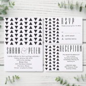 三角形の黄色のアクセントが付いた結婚式の受付カード エンクロージャーカード (この独立クリエイターのコレクションをカスタマイズ。)