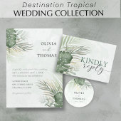 Boho Green Palms Coastal Wedding ラウンドシール